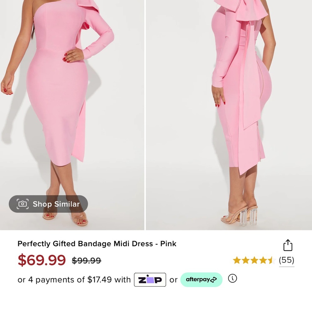 Fashion Nova One Shoulder Pink Dress